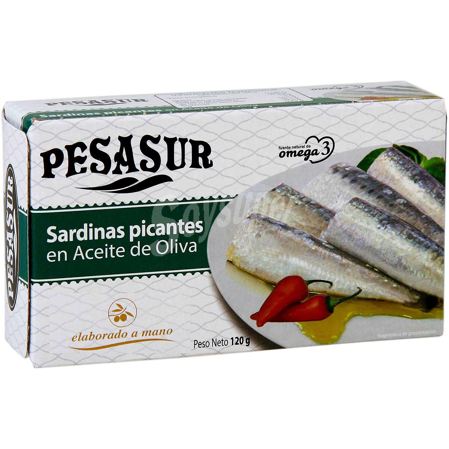 Sardinas picantes en aceite de oliva Pesasur sin lactosa