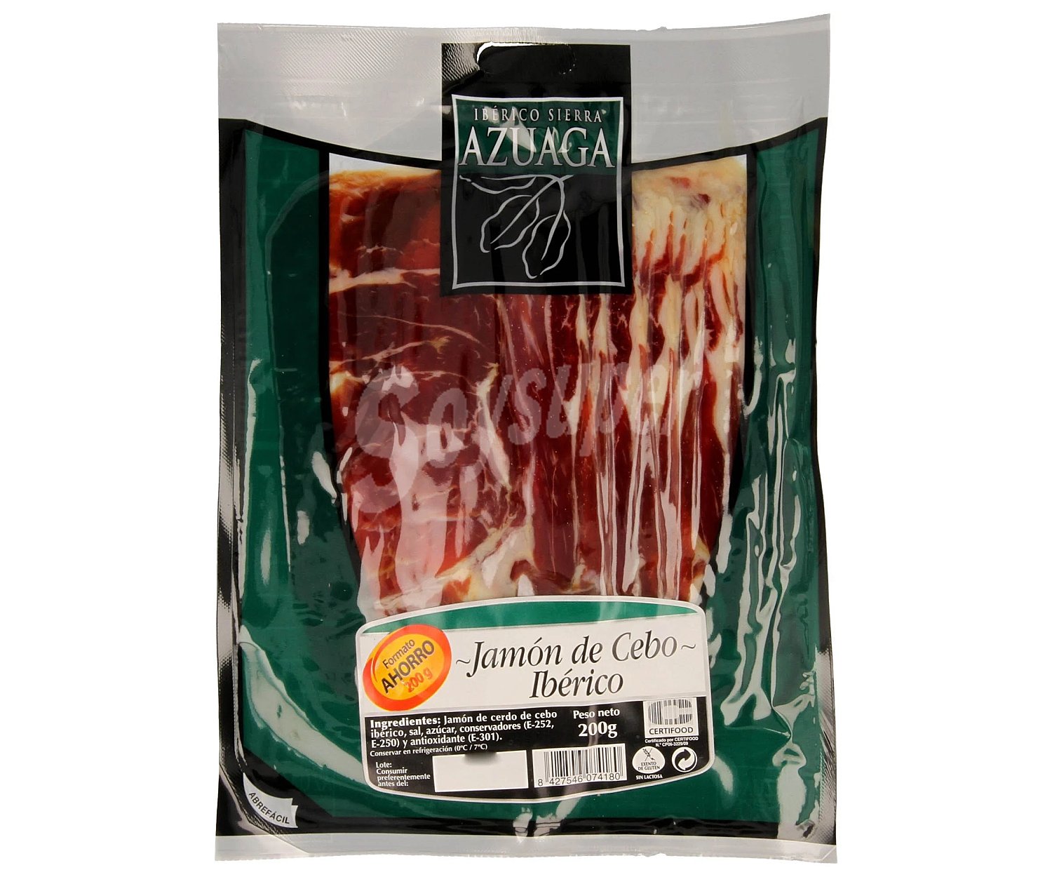 Sierra azuaga Jamón ibérico de cebo (50% raza ibérica), cortada en lonchas sierra azuaga