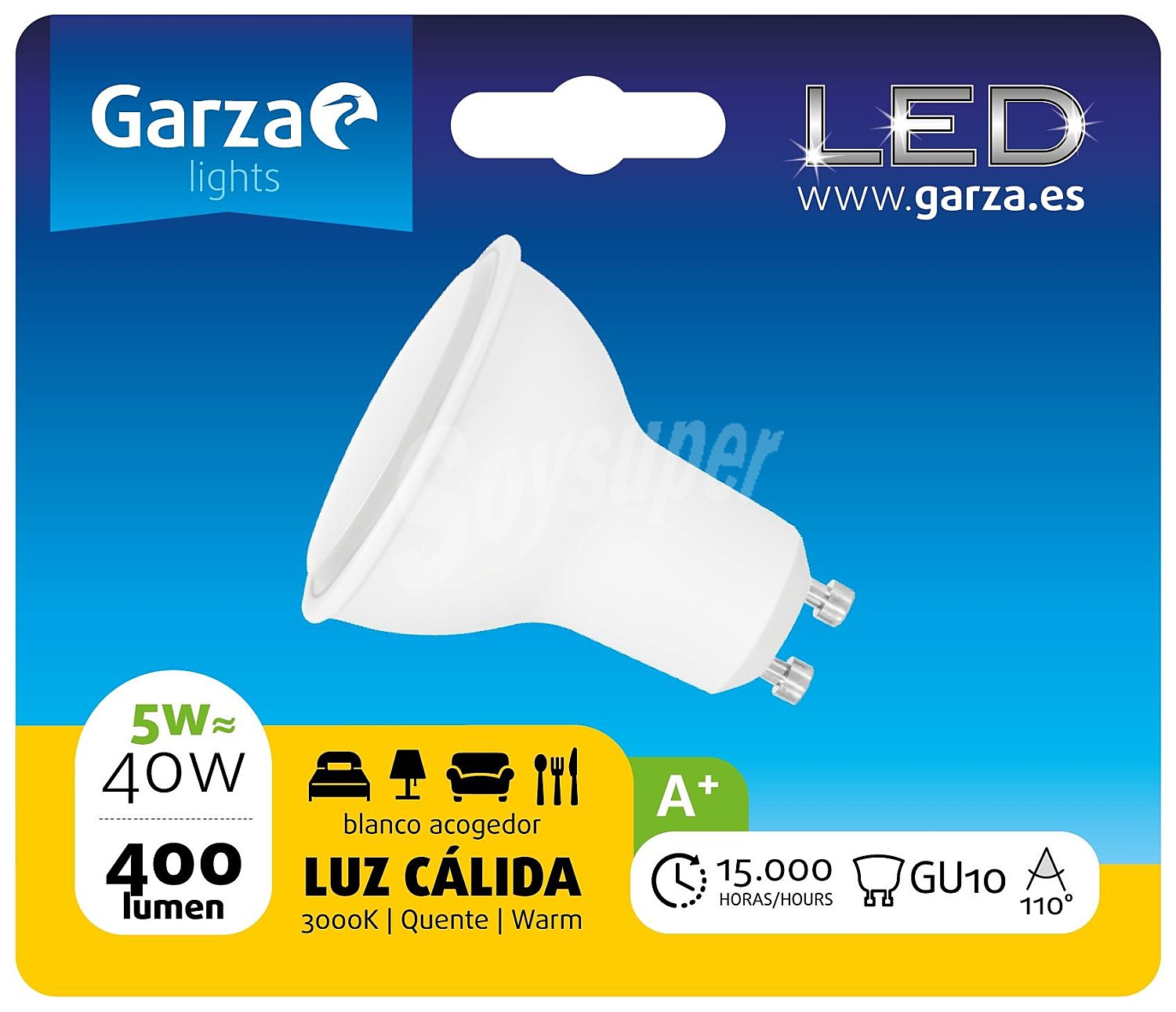 Bombilla Led 5W (40W) luz cálida casquillo GU10