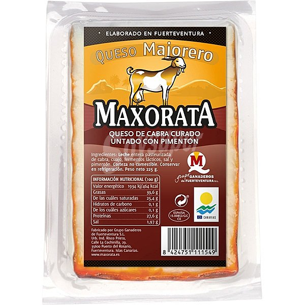 Queso de cabra curado untado con pimentón Maxorata cuña