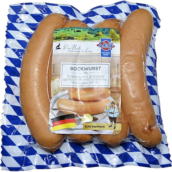 Salchichas bockwurst cocidas y ahumadas 4 unid envase 400 g