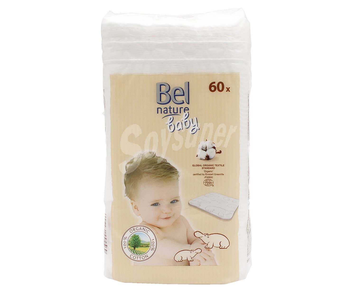 Discos cuadrados de algodón orgánico para bebe BEL baby nature