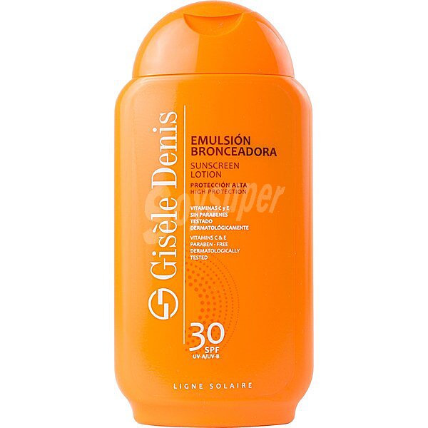 Emulsión bronceadora FP-30 con vitaminas C y E