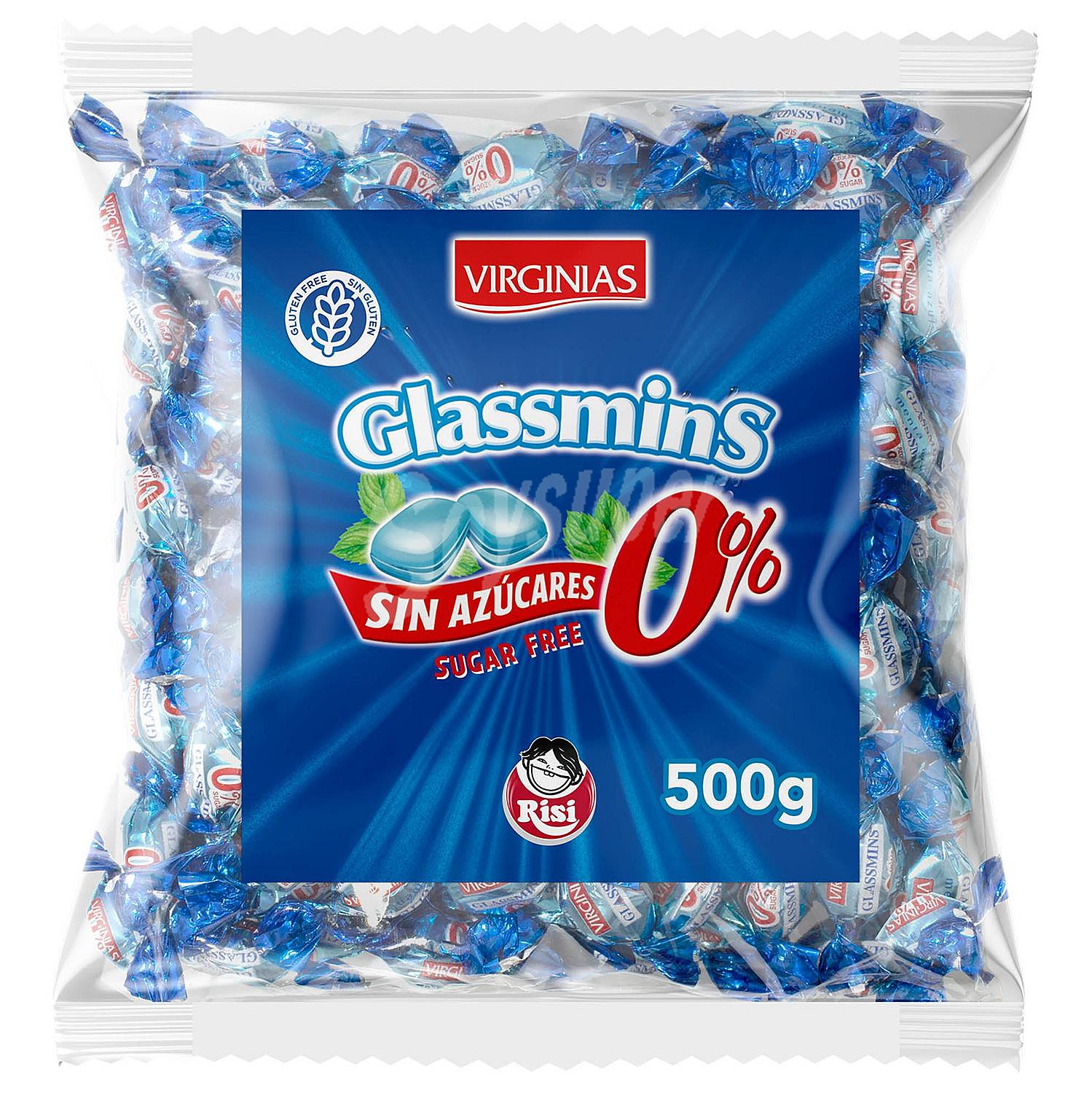 Caramelos sabor mentolado sin azúcar Glassmins Virginias sin gluten