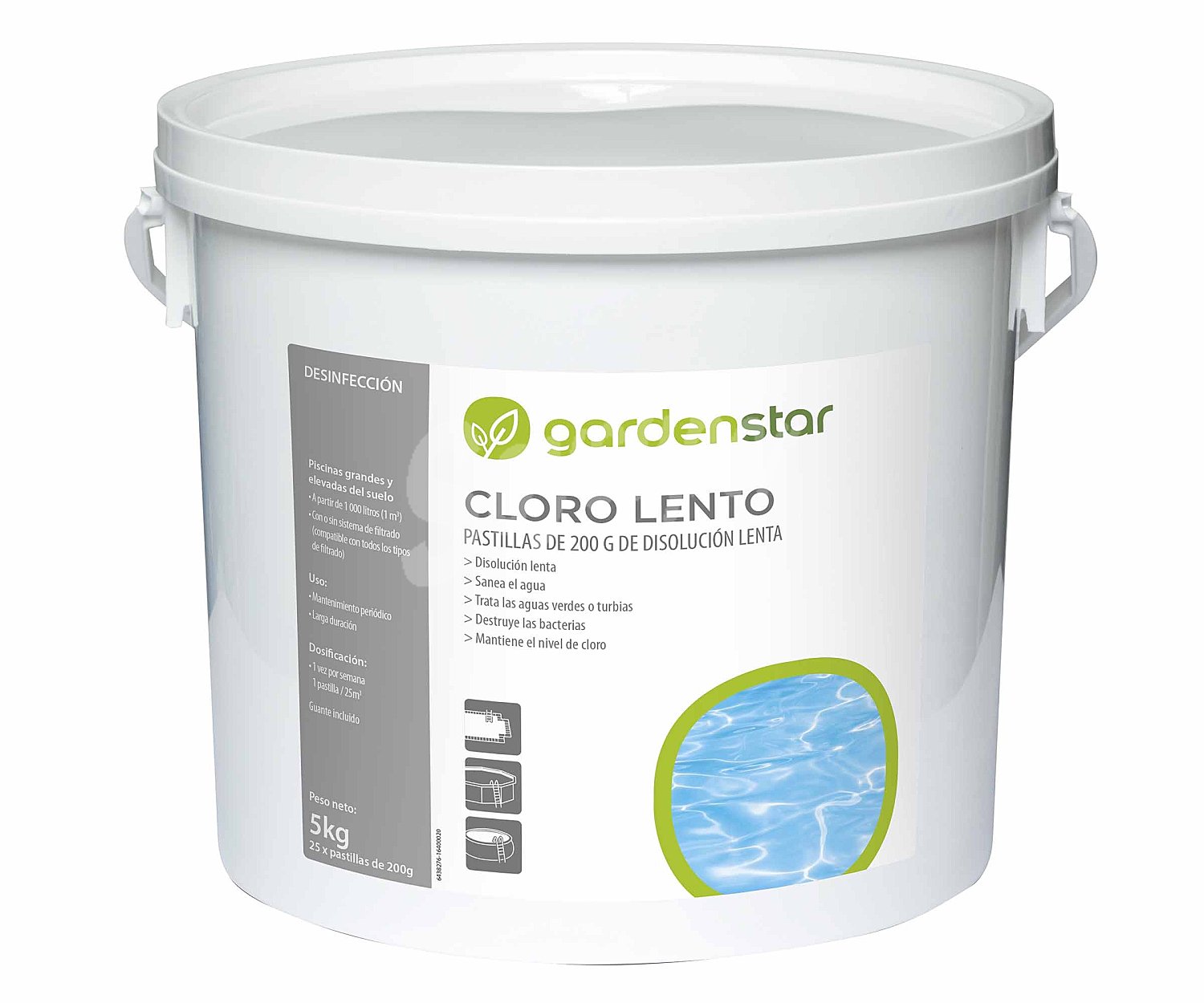 Cloro lento 5KG pastillas de 200grs. piscina,