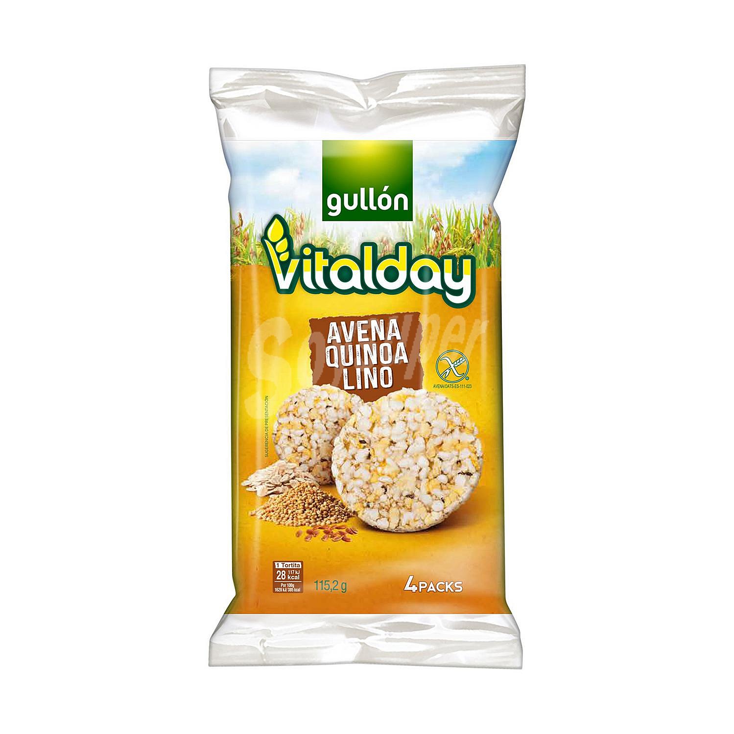 Tortitas de avena, quinoa y lino Vitalday Gullón sin gluten