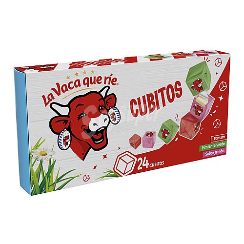 LA vaca QUE RÍE Queso en dados apericubo sabor tomate, pimienta verde y jamón LA vaca QUE RIE