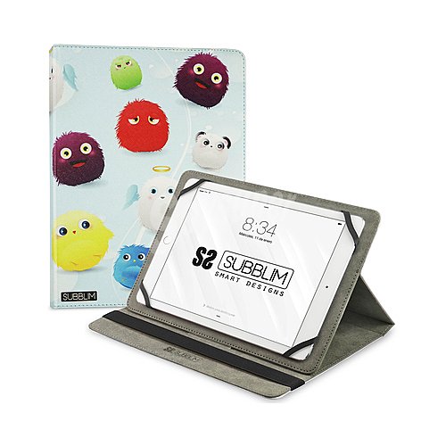 Funda universal para tablet 10.1 subblim Trendy Case Furry, función soporte, cierre con banda elástica