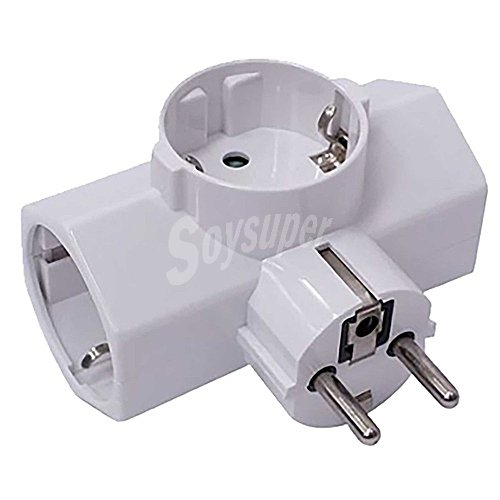 Adaptador triple schuko con salida lateral 16a 230, eurobric