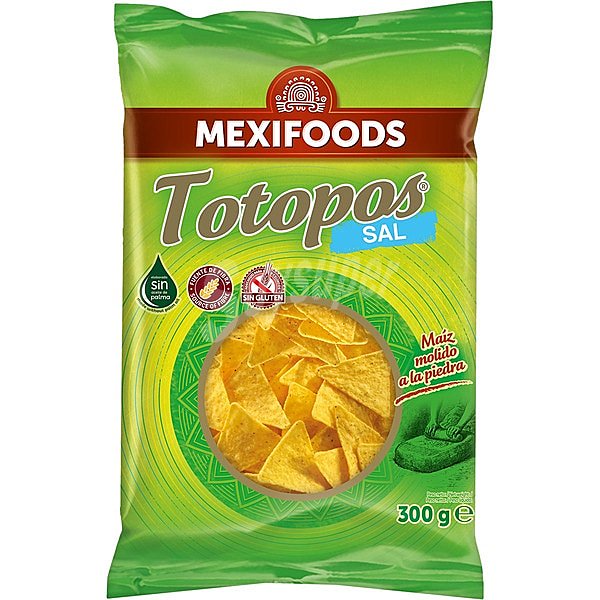 Totopos nachos de maíz fritos sabor natural sin gluten