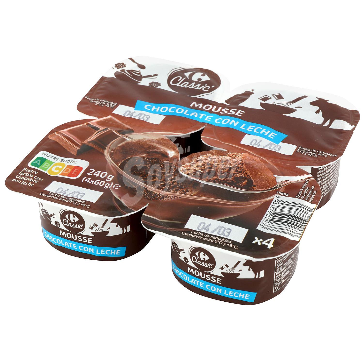 Mousse de chocolete con leche Carrefour Classic´