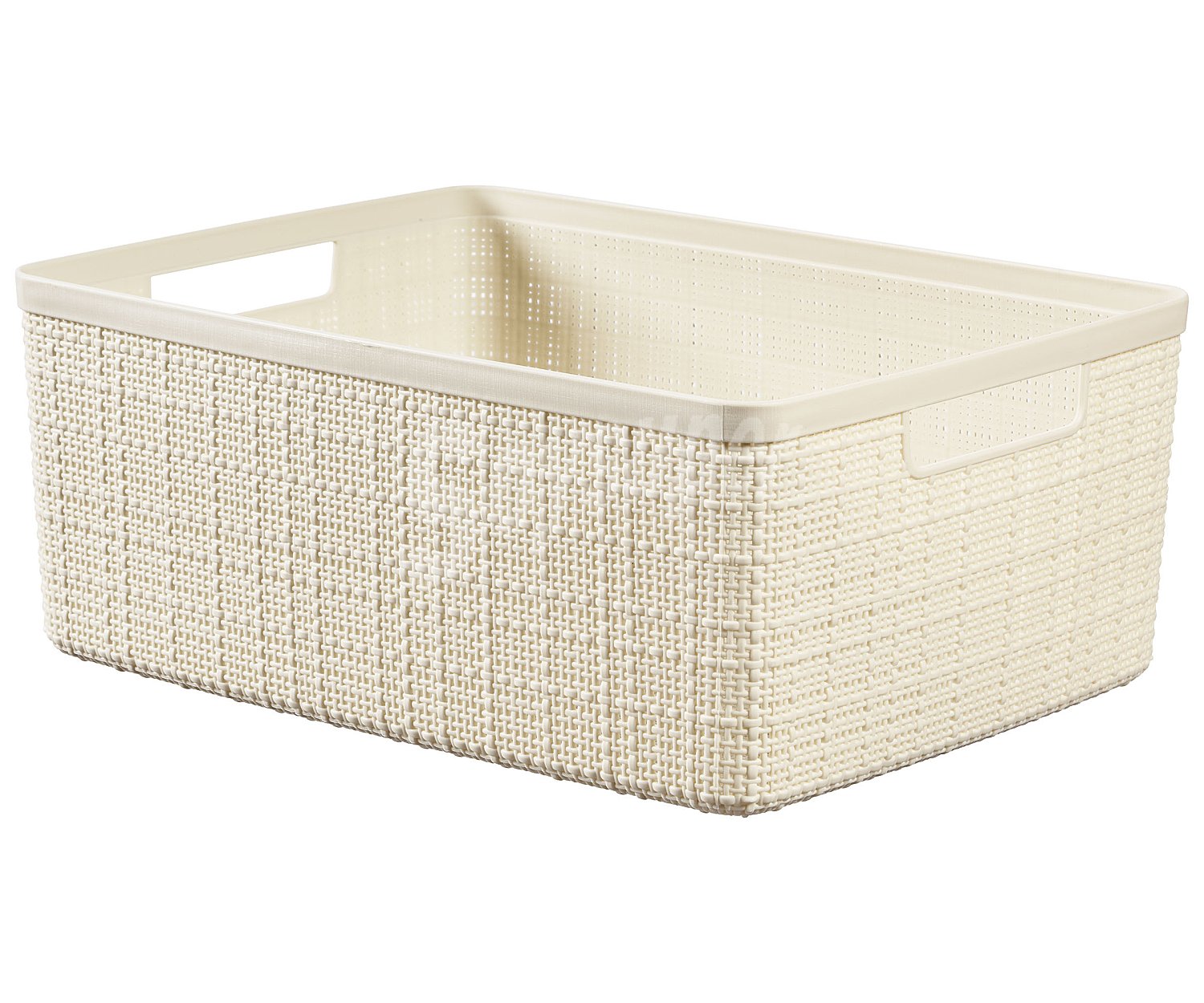 Cesta de ordenación rectangular con asas color beige, 12 litros, 36x28x15 cm. curver.