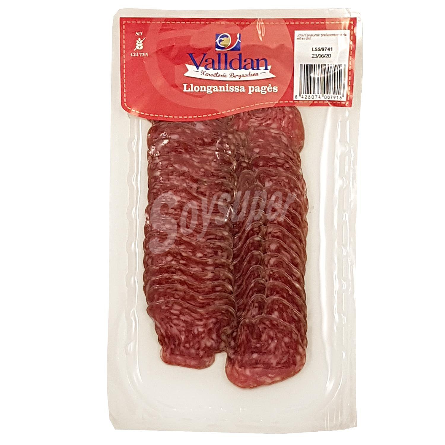 Longaniza payes en lonchas sin gluten