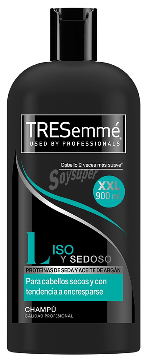 Tresemmé Champú con aceite de argán y proteínas de seda, para cabellos secos o encrespados tresemmé Liso y sedoso