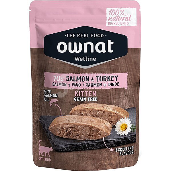 Comida húmeda para gato cachorro Grain Free con salmón y pavo envase 85 G