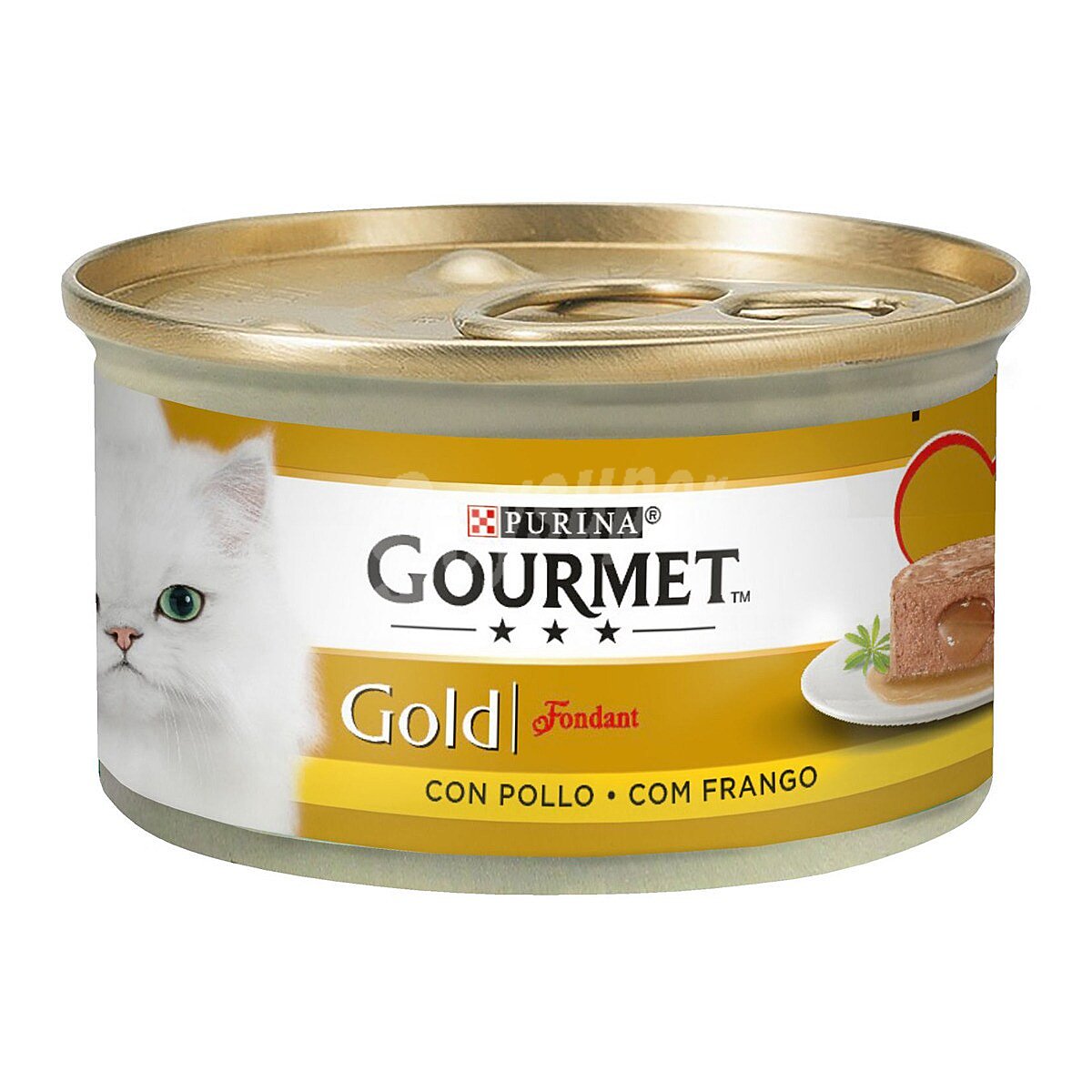 Latita de comida húmeda con pollo fondant purina gourmet gold