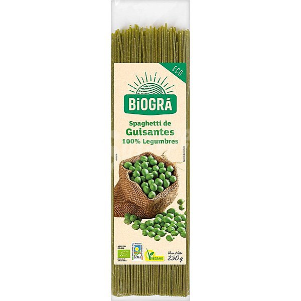 Spaghetti de guisantes ecológicos 100% legumbres