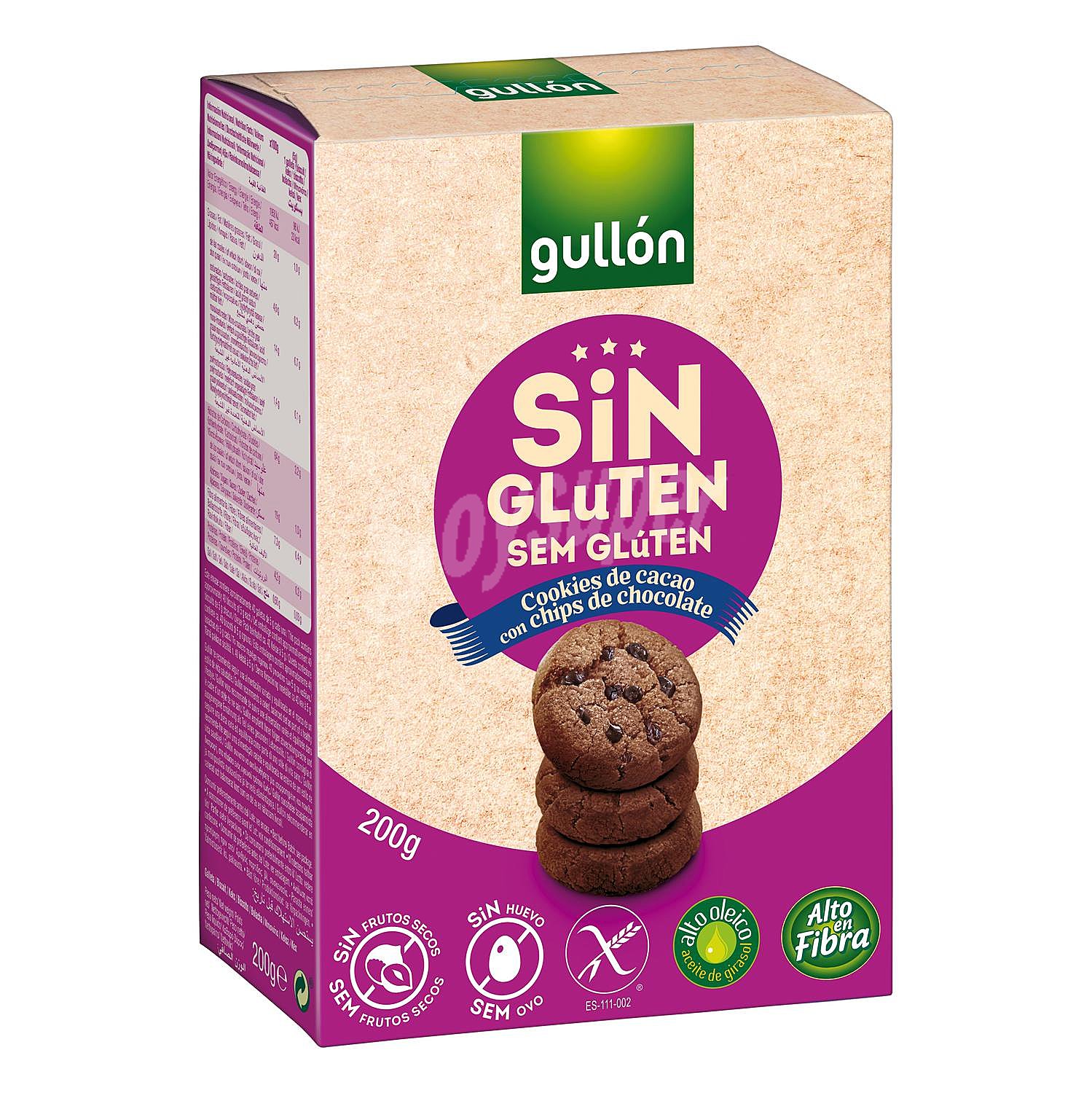 Galleta sin gluten con chips de chocolate, elaborado especialmente para celiacos .gullon