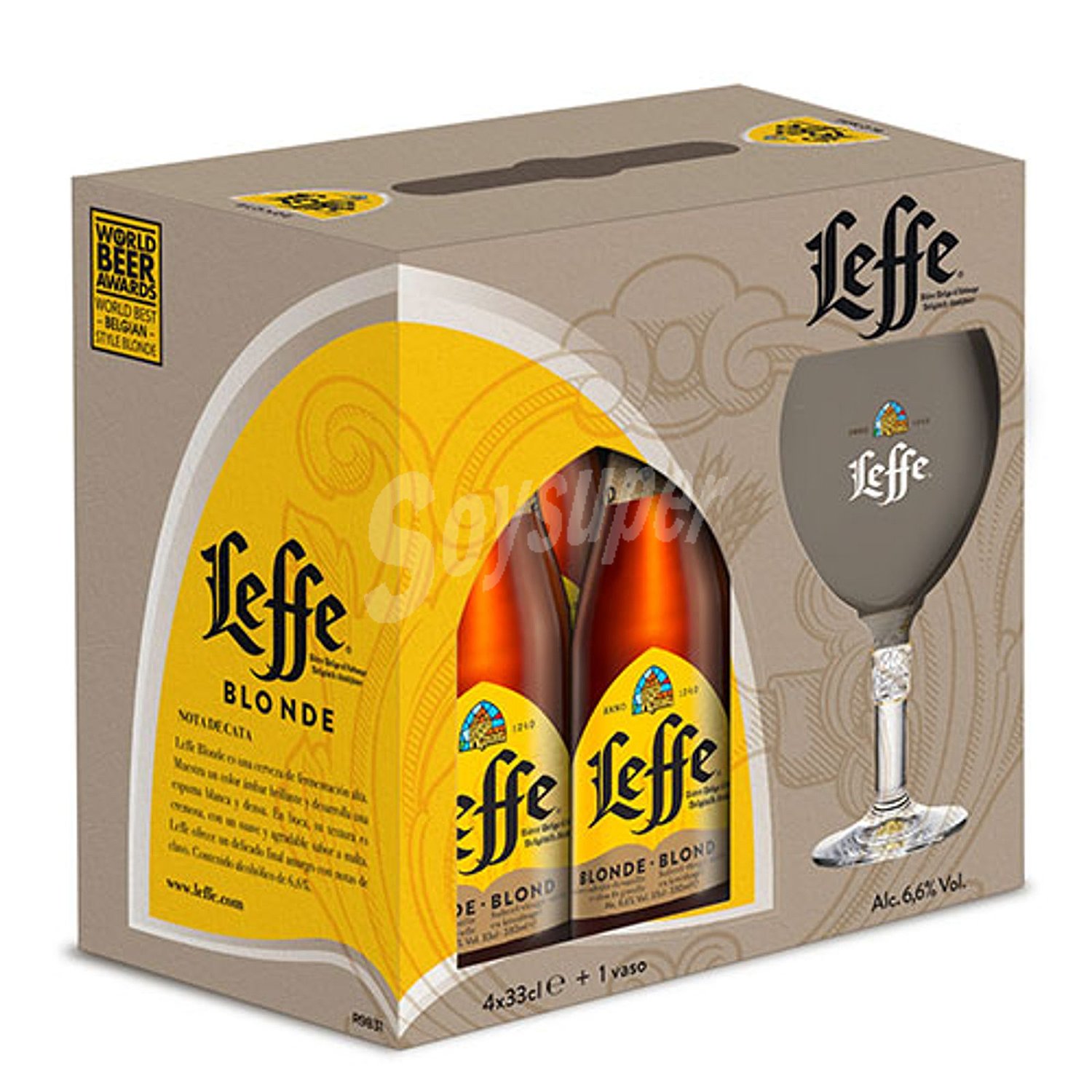 Cerveza rubia Leffe + Copa