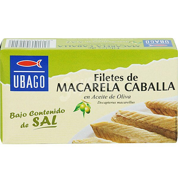 Filetes de caballa en aceite de oliva bajo contenido en sal