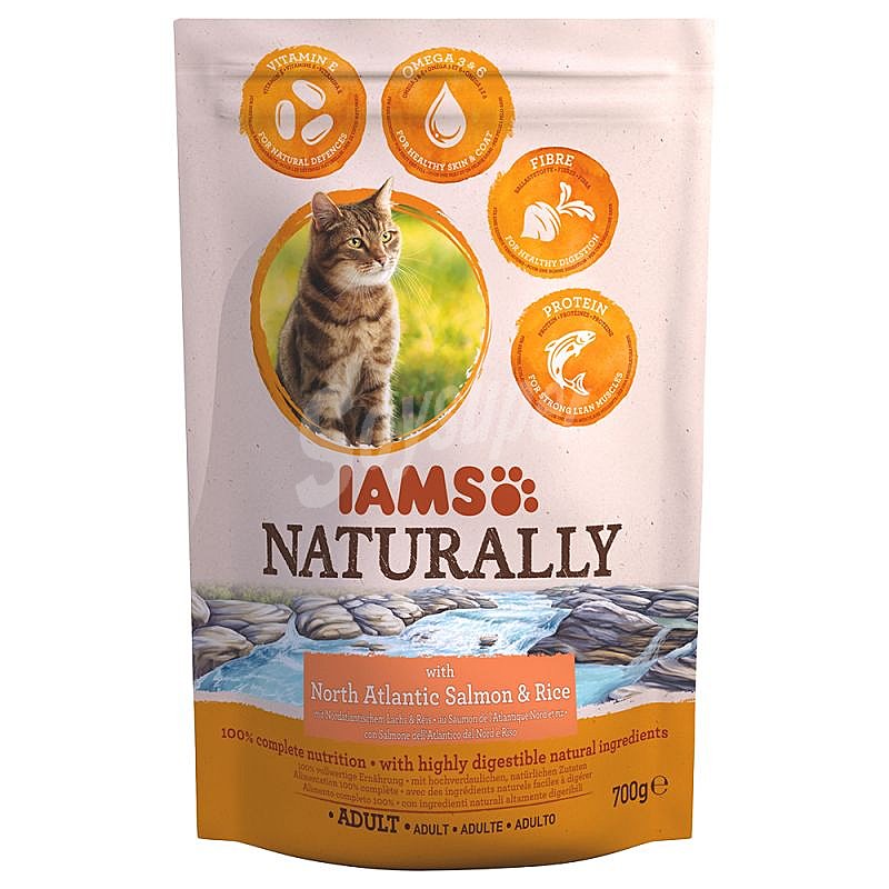 Naturally adult pienso para gatos adultos con salmón y arroz