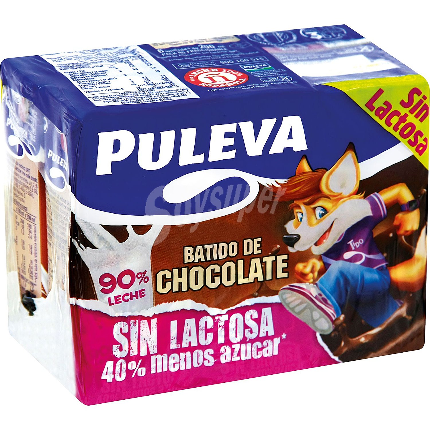 Batido de chocolate 40% menos azúcar Puleva sin gluten sin lactosa