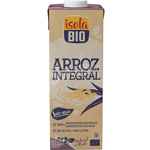 Bio bebida de arroz integral ecológica y sin gluten