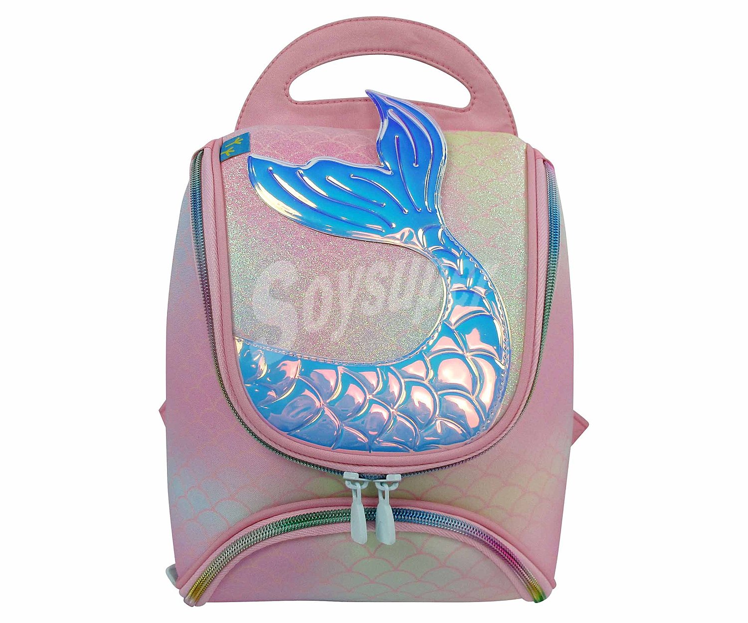 Mochila preescolar con relieve sirena de color rosa,