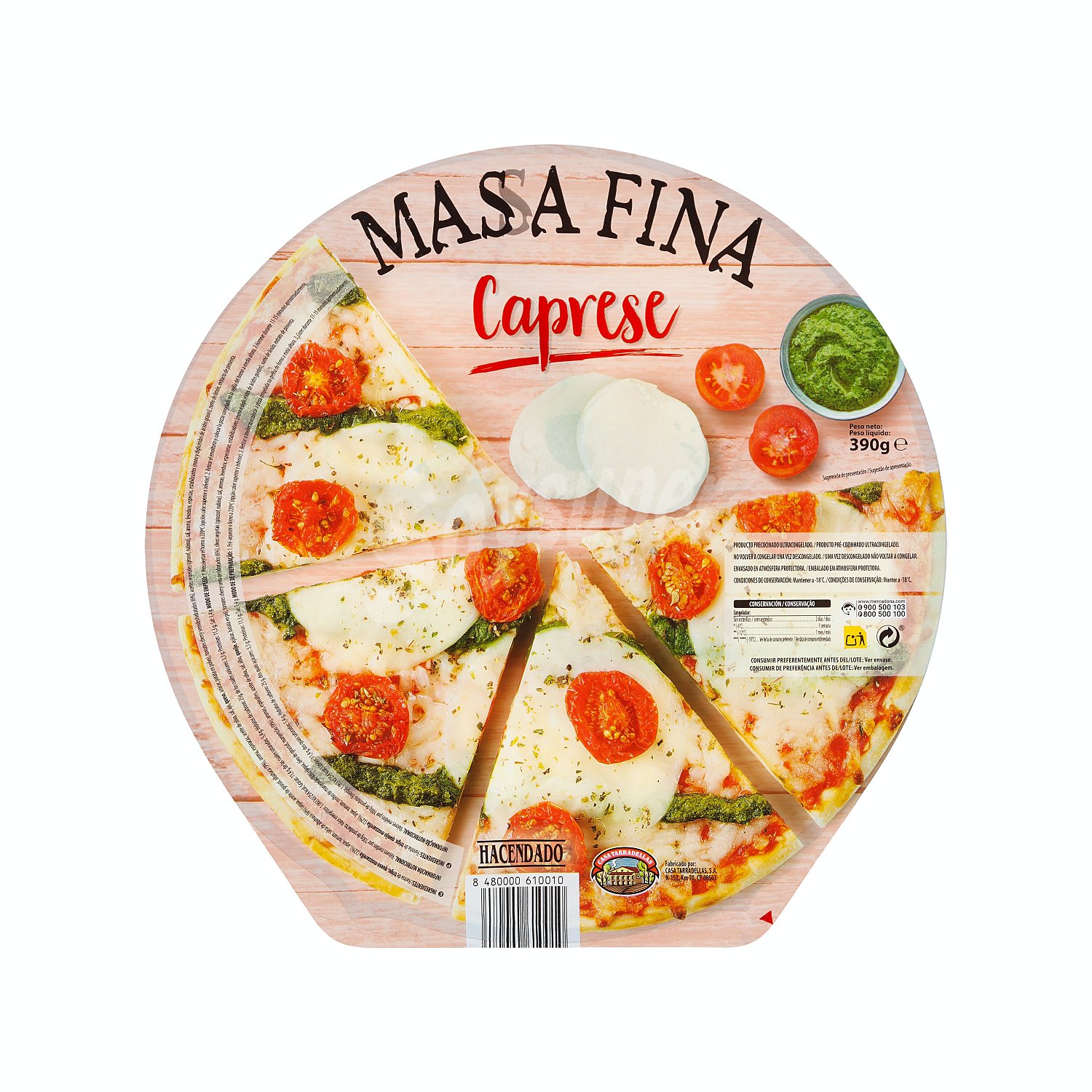 Pizza congelada caprese masa fina