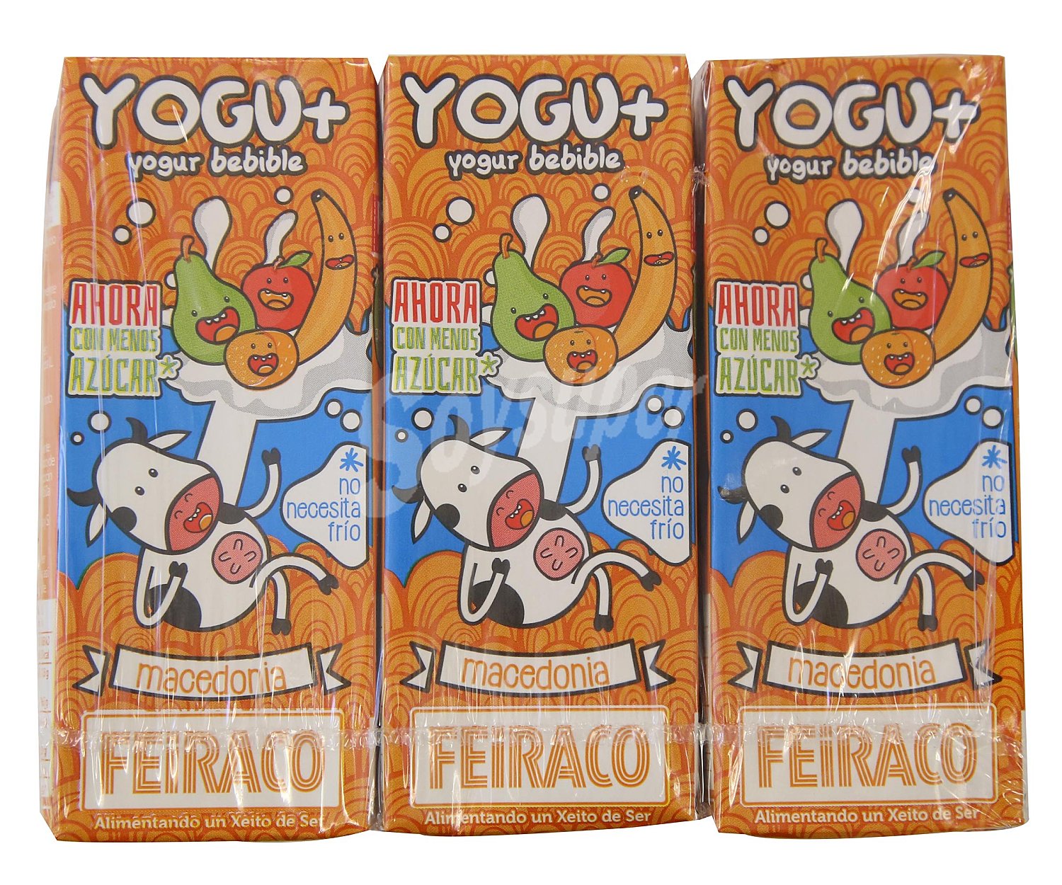 Yogur líquido con sabor a macedonia y sin lactosa yogu+