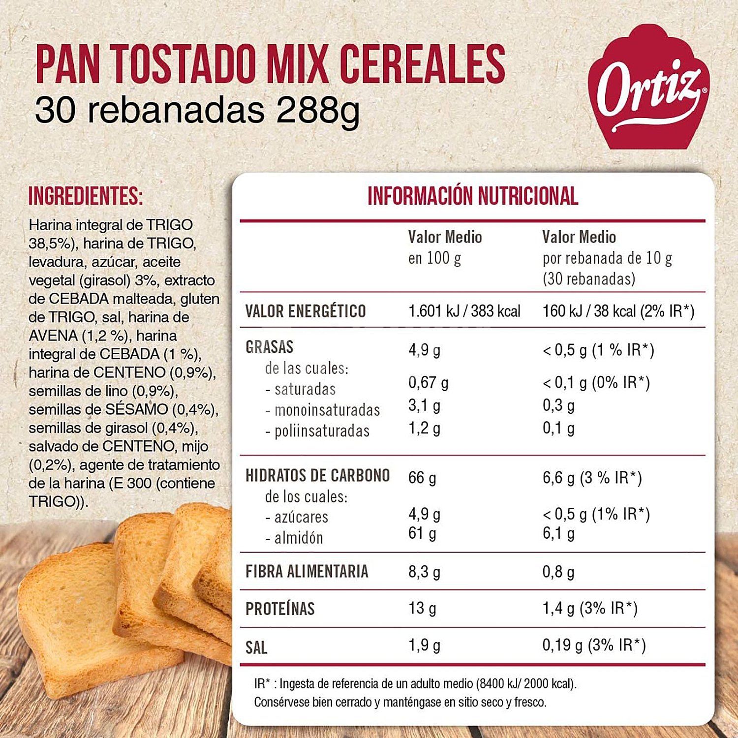 Pan tostado multicerel extracrujiente