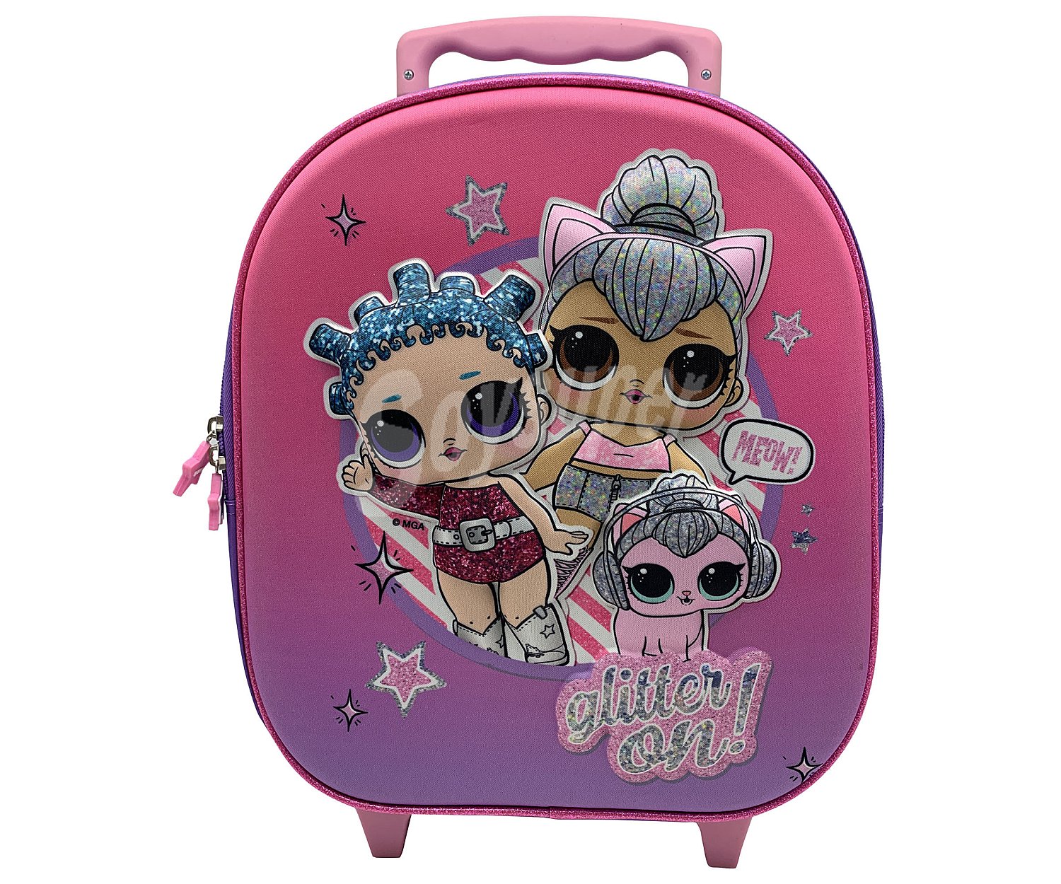 Mochila con carro de LOL surprise color rosa, medidas: 29x33x12.7 5 cm,