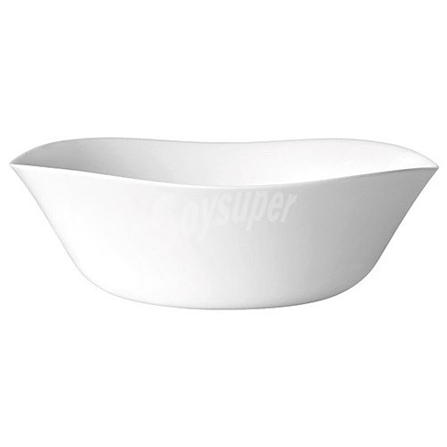 Ensaladera cuadrada de vidrio opal color blanco, 24cm., Para bormioli