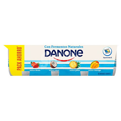 Danone Yogures con sabores variados (2 de coco, 2 de fresa, 2 de piña y 2 de mango) danone