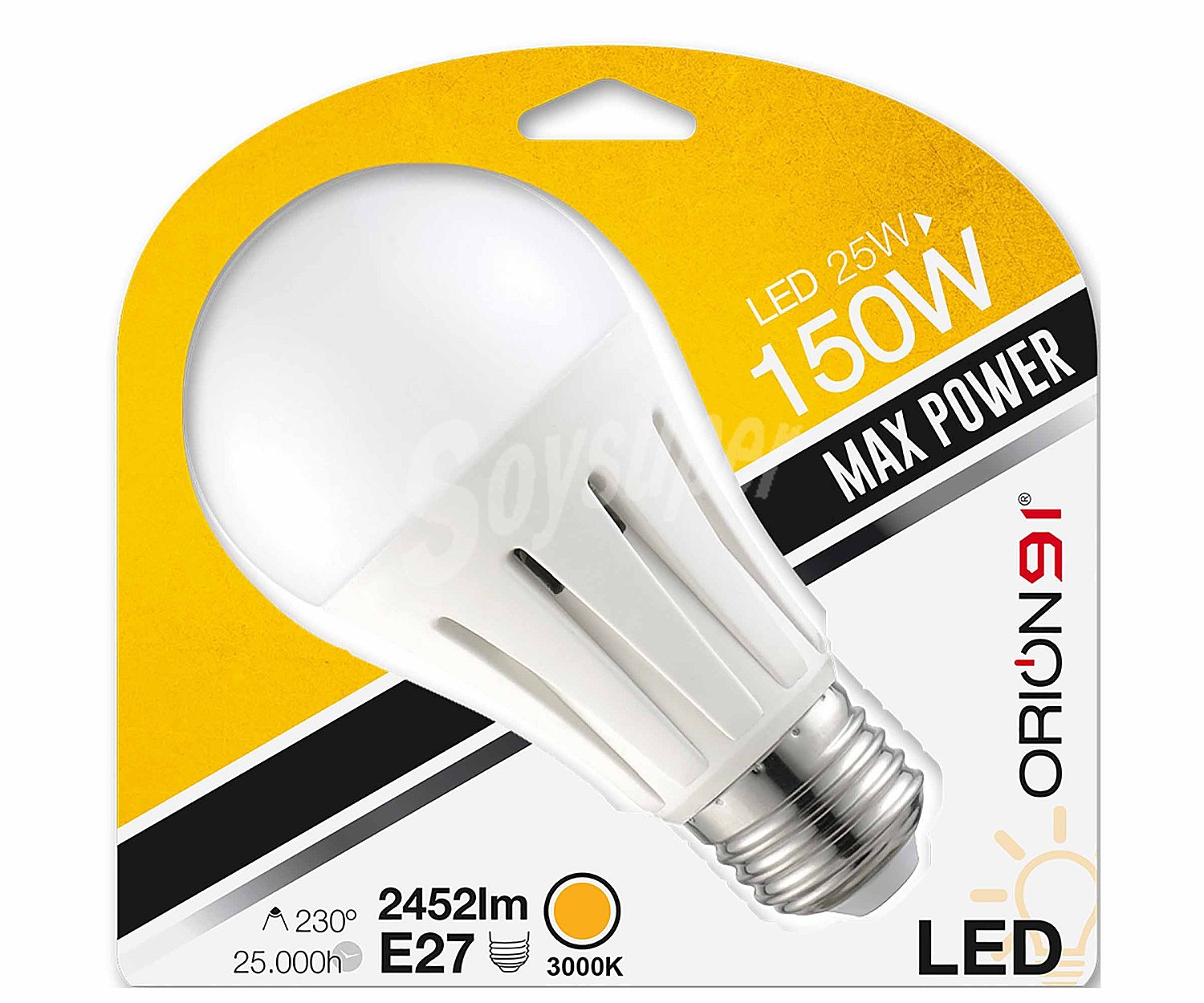 Bombilla Led E27, 25W=150W, luz cálida , ORION91