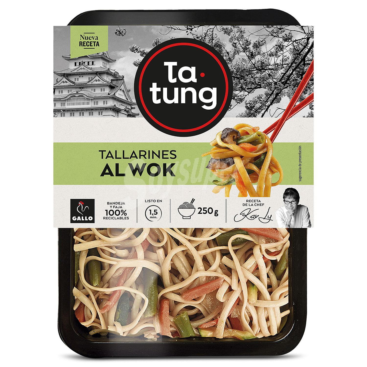 Tallarines al wok, listos para calentar y comer ta-tung