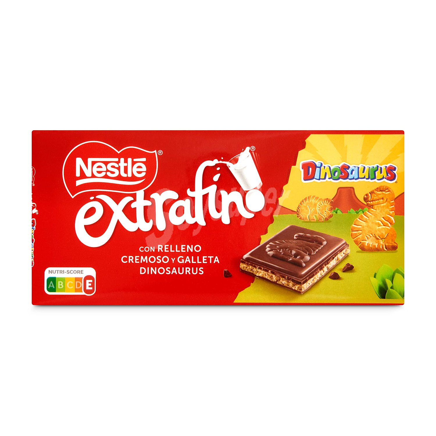 Chocolate con leche con relleno con trocitos de galleta dinosaurus nestle