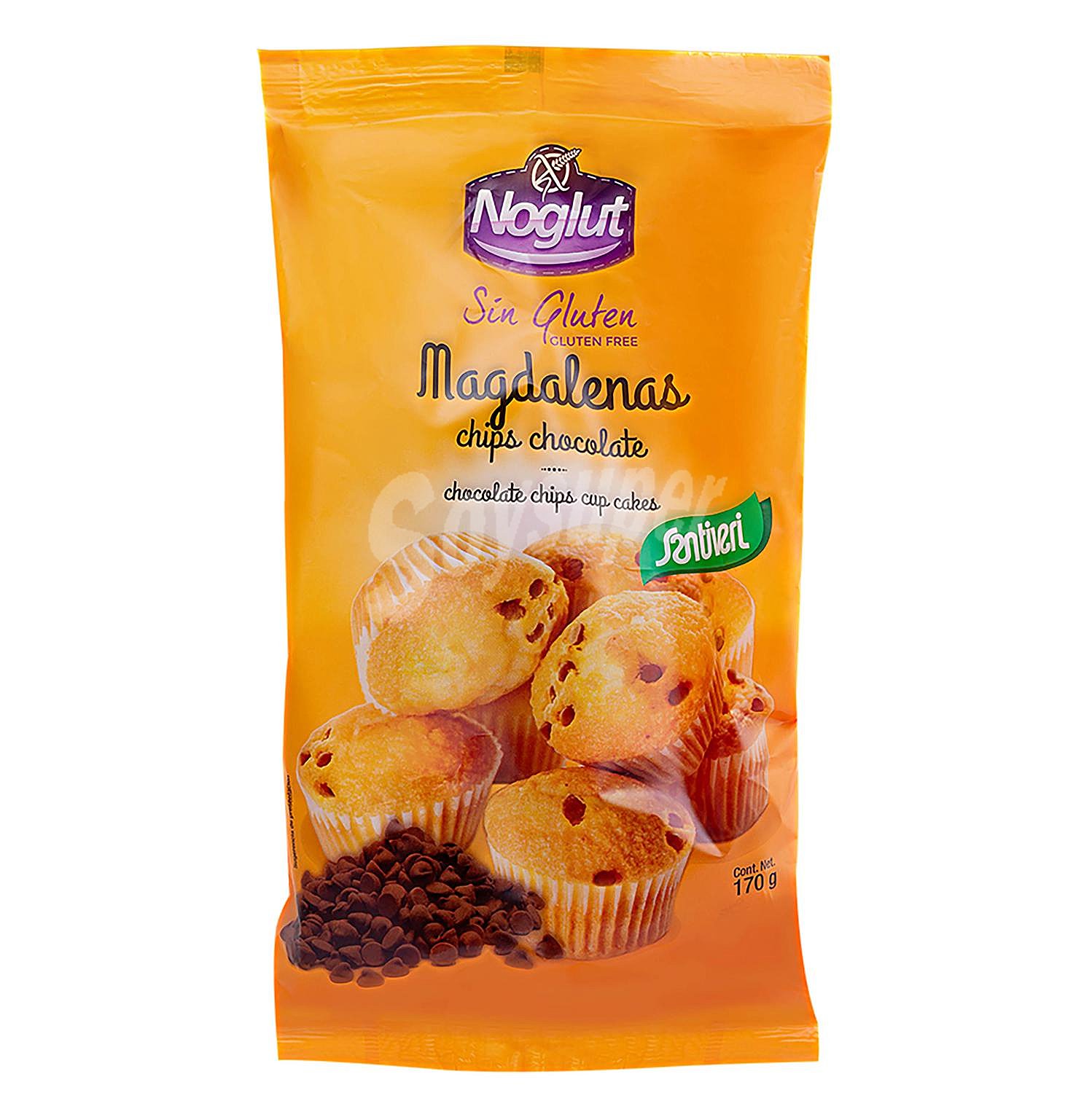 Magdalenas con pepitas de chocolate sin gluten