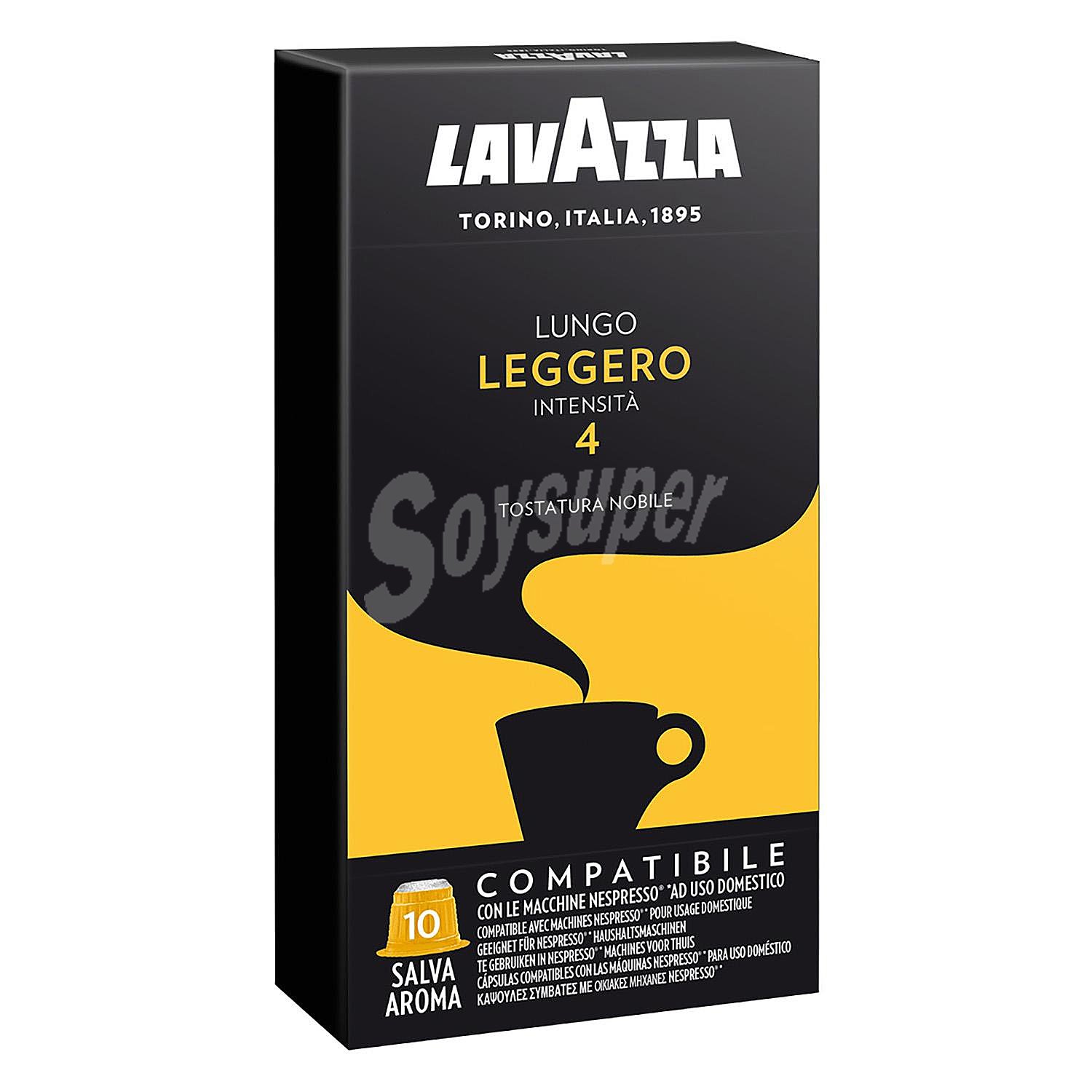 Café lungo ligero en cápsulas Lavazza compatible con