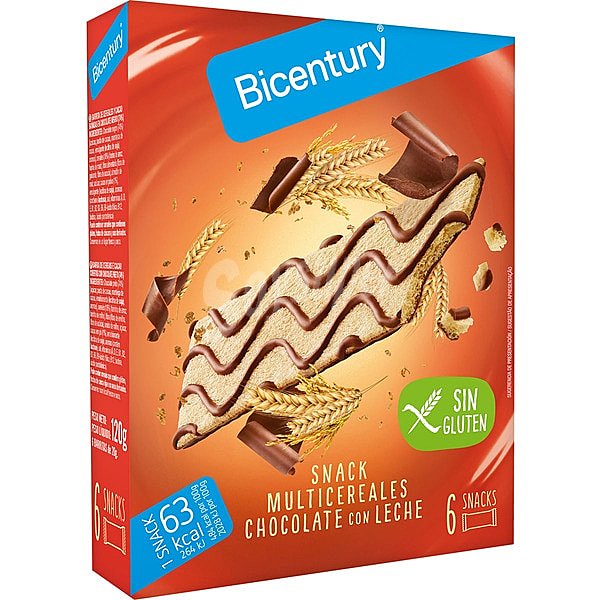 Barritas de cereales decoradas con chocolate con leche sin gluten