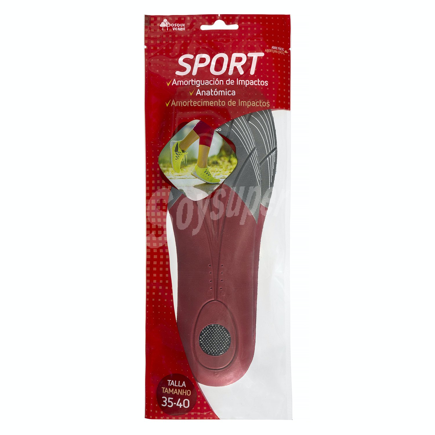 Plantilla sport anatómica (amortiguación de impactos) talla 35-40