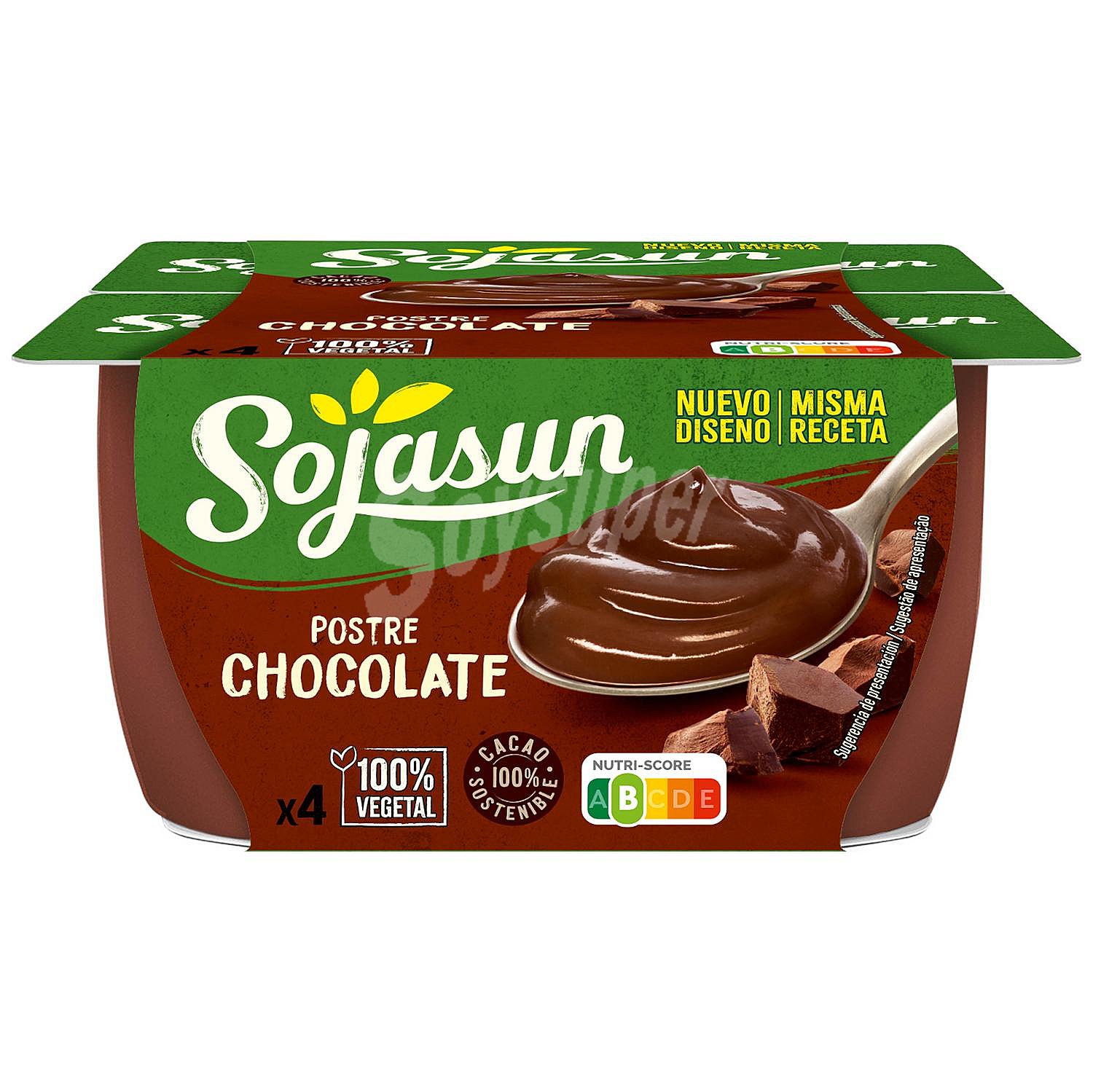 Postre de soja sabor chocolate Sojasun sin gluten