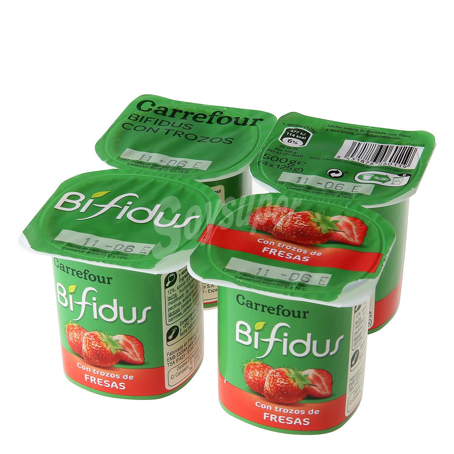 Bífidus con trozos de fresa Carrefour