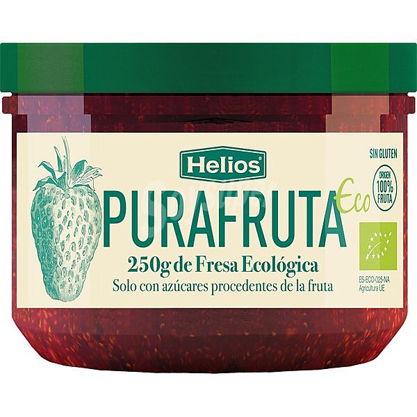 Puré fresas ecológicas, con azúcar procedente de la fruta purafruta