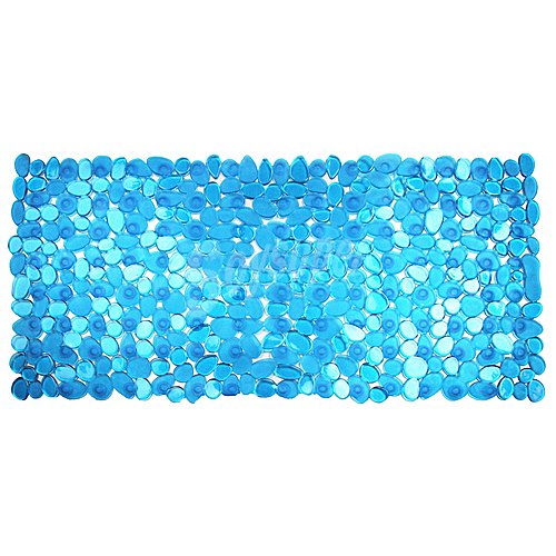 Alfombrilla de baño antideslizante con efecto piedras azul transparente 70X35CM. ACTUEL.