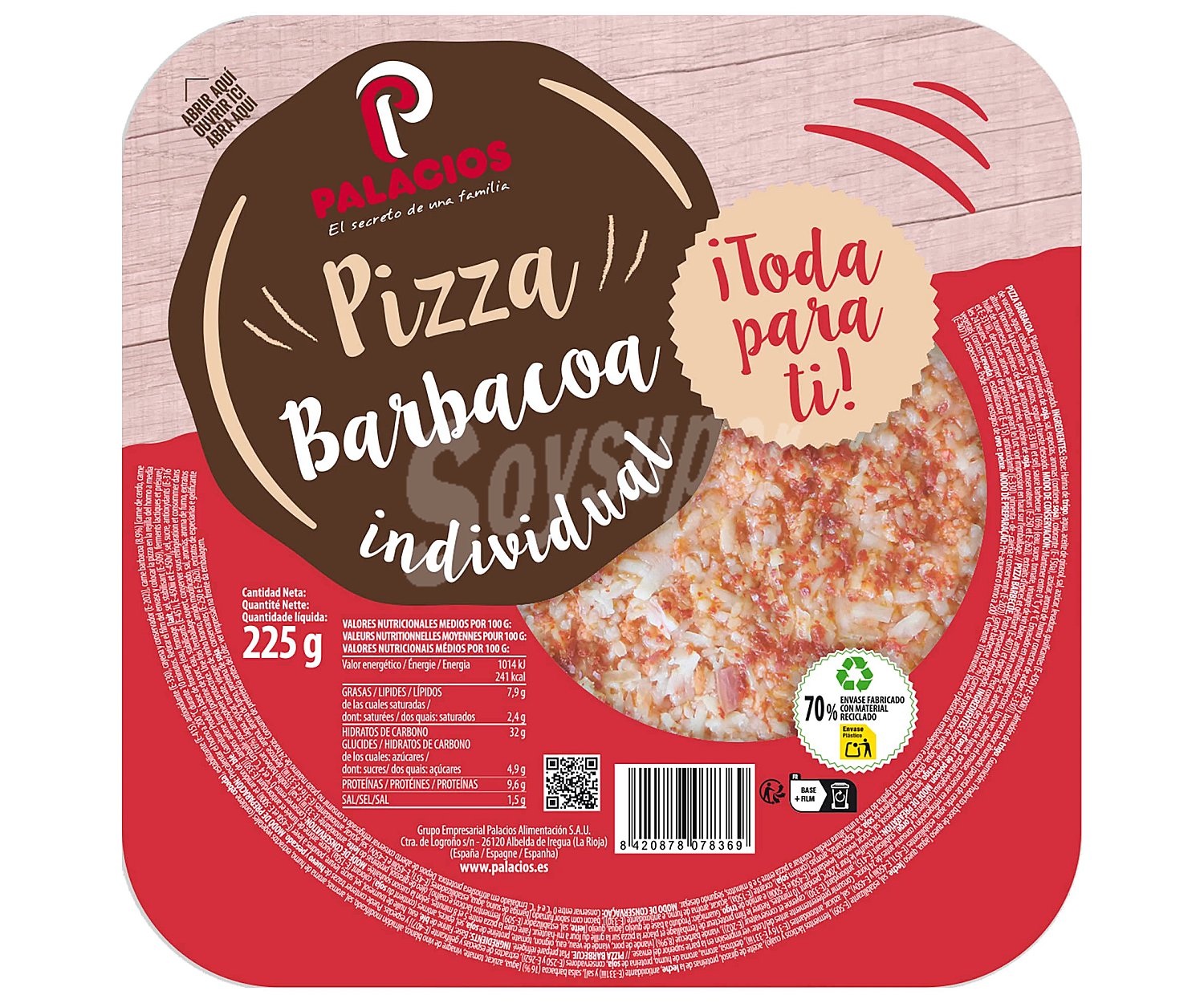 Palacios Mini pizza barbacoa, ideal para microondas palacios