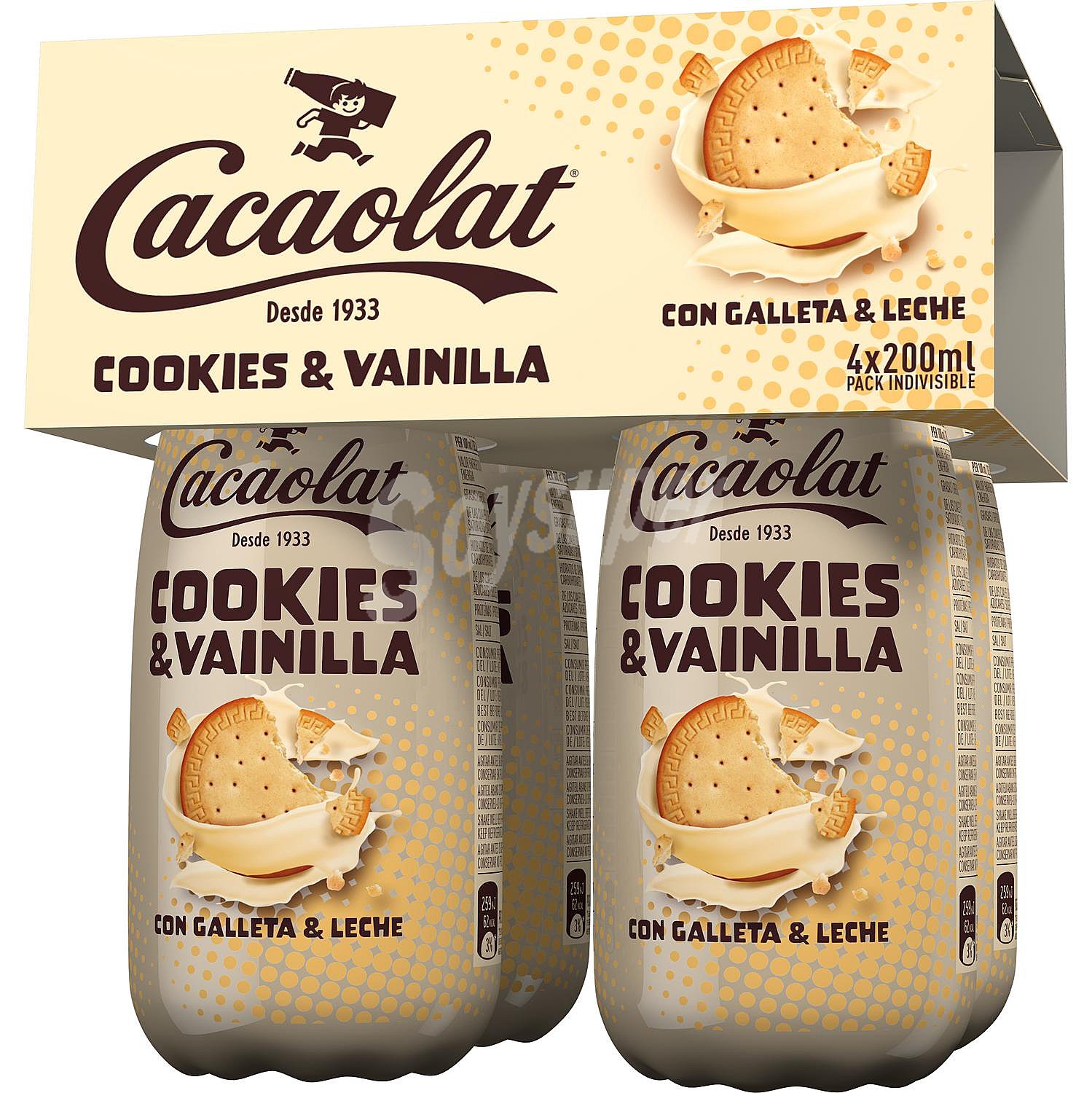 Batido de leche con galletas y sabor vainilla Cacaolat sin gluten