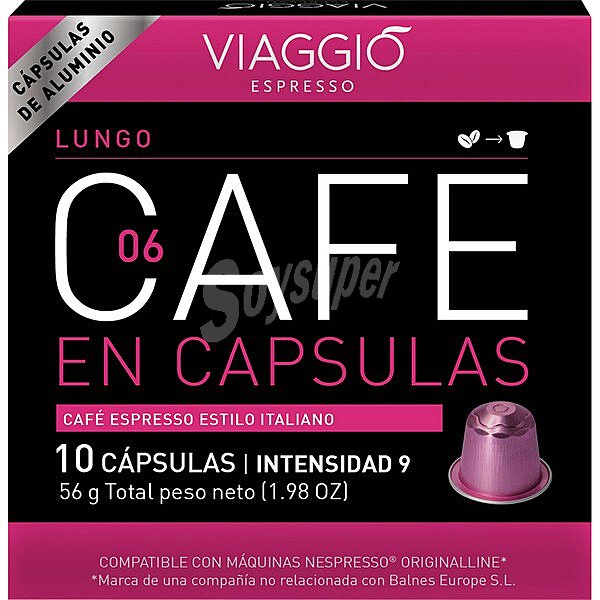 Café italiano 06 espresso lungo intensidad cápsulas compatibles con máquinas nespresso