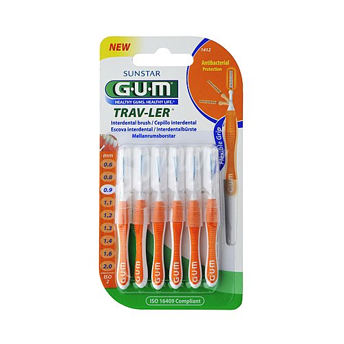 GUM Cepillo interdental de 0,9 mm y protección antibacteriana GUM Trav-ler