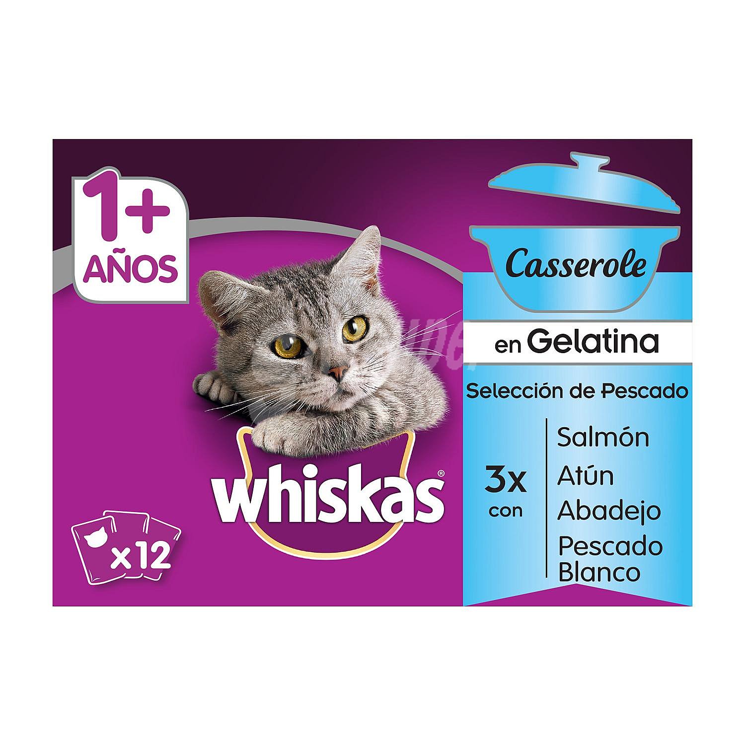 Whiskas Multipack de 12 Bolsitas Casserole para Gatos Adultos de Pescado